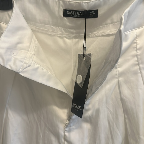 Nasty Gal Crisp White Trousers High Waist Pants Size 6 Wide Leg - Picture 8 of 11